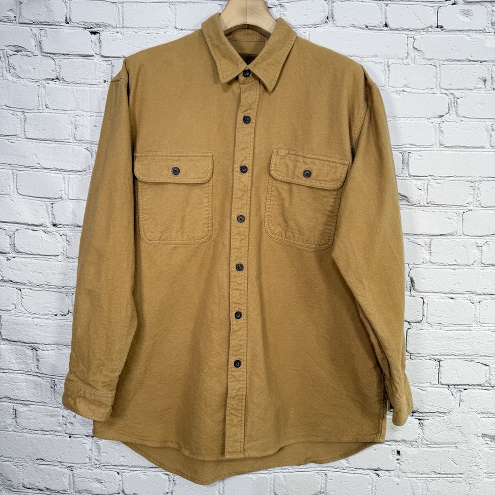 Vintage Moose Creek‎ Chamois Shirt Mens XL Camel Tan Heavy Button Down Flannel